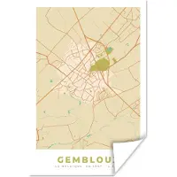 PosterMonkey Poster Kaart - Plattegrond - België - Stadskaart - Gembloux - 60x90 cm