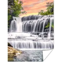 PosterMonkey Poster Waterval - Water - Stenen - Planten - Natuur - 90x120 cm