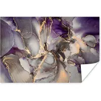 PosterMonkey Poster Goud - Paars - Marmer - 60x40 cm
