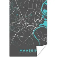 PosterMonkey Poster Plattegrond – Maaseik – Blauw – Stadskaart - Kaart - 60x90 cm