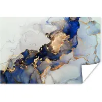 PosterMonkey Poster Marmer - Blauw - Goud - 90x60 cm
