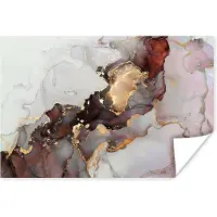 PosterMonkey Poster Rood - Marmer - Goud - 180x120 cm XXL