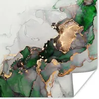 PosterMonkey Poster Marmer - Goud - Groen - Luxe - 75x75 cm