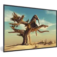 PosterMonkey Fotolijst incl. Poster - Olifant - Boom - Natuur - Woestijn - 30x20 cm - Posterlijst