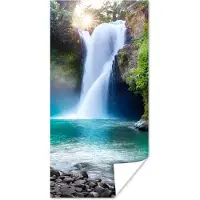PosterMonkey Poster Waterval - Stenen - Landschap - Planten - Water - 40x80 cm