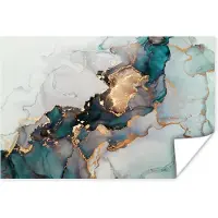 PosterMonkey Poster Marmer print - Goud - Blauw - 180x120 cm XXL