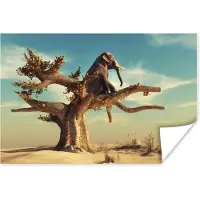 PosterMonkey Poster Olifant - Boom - Natuur - Woestijn - 120x80 cm