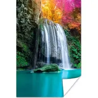 PosterMonkey Poster Waterval - Bomen - Roze - Bruin - Natuur - 20x30 cm