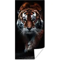 PosterMonkey Poster Dieren - Tijger - Zwart - Wild - Portret - 20x40 cm