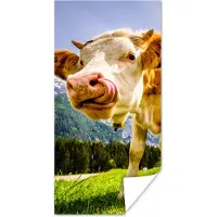 PosterMonkey Poster Koeien - Bergen - Gras - Landschap - Alpen - 60x120 cm