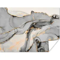 PosterMonkey Poster Marmer - Goud - Grijs - 40x30 cm