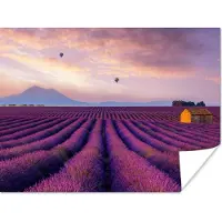 PosterMonkey Poster Lavendel - Luchtballon - Berg - Paars - 120x90 cm