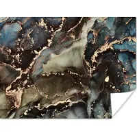PosterMonkey Poster Marmer - Goud - Groen - 120x90 cm