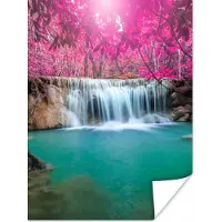 PosterMonkey Poster Waterval - Boom - Roze - Natuur - 120x160 cm XXL