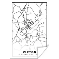 PosterMonkey Poster België – Virton – Stadskaart – Kaart – Zwart Wit – Plattegrond - 60x90 cm