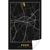 PosterMonkey Poster Stadskaart - Plattegrond - Peer - Goud - Kaart - 60x90 cm