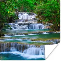 PosterMonkey Poster Waterval - Bomen - Natuur - Water - Jungle - 50x50 cm