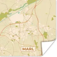PosterMonkey Poster Plattegrond - Marl - Vintage - Kaart - Stadskaart - 75x75 cm