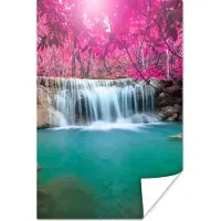 PosterMonkey Poster Waterval - Boom - Roze - Natuur - 40x60 cm