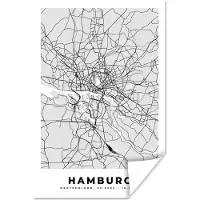 PosterMonkey Poster Plattegrond - Duitsland - Hamburg - Kaart - Stadskaart - 60x90 cm