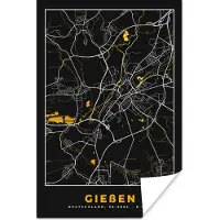 PosterMonkey Poster Duitsland – Black and Gold – Gießen – Stadskaart – Kaart – Plattegrond - 20x30 cm