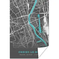 PosterMonkey Poster Plattegrond - Stadskaart - Kaart - Frankrijk - Choisy-le-Roi - 60x90 cm