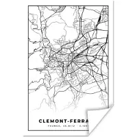 PosterMonkey Poster Clermont-Ferrand - Frankrijk - Kaart - Plattegrond - Stadskaart - Zwart wit - 60x90 cm