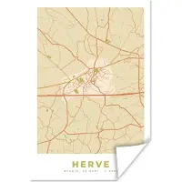 PosterMonkey Poster Stadskaart - Plattegrond - Kaart - Vintage - Herve - 60x90 cm
