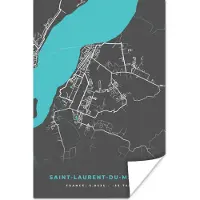 PosterMonkey Poster Saint-Laurent-du-Maroni - Plattegrond - Stadskaart - Kaart - Frankrijk - 60x90 cm