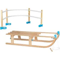 Sportx Vouwslee met Trekkoord - Slee - Slede - Opklapbaar - XL - 110 cm - Hout - Blauw met Rugleuning