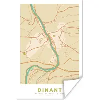 PosterMonkey Poster Kaart - Stadskaart - Plattegrond - Retro - Dinant - 60x90 cm