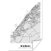 PosterMonkey Poster Dubai - Stadskaart - Plattegrond - Zwart Wit - Kaart - 60x90 cm