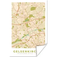 PosterMonkey Poster Plattegrond - Gelsenkirchen - Kaart - Vintage - Stadskaart - 60x90 cm