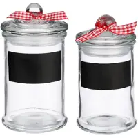 Secret De Gourmet Kruidenpotjes/voorraadpotjes set met krijtvlak - 2x stuks - 120 ml en 350 ml - Voorraadpot