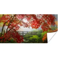 PosterMonkey Poster Japanse esdoorn - Bomen - Brug - Natuur - Japans - 150x75 cm