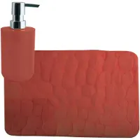 MSV badkamer droogloop mat/tapijt Kiezel - 50 x 80 cm - zelfde kleur zeeppompje - terracotta - Badmatjes