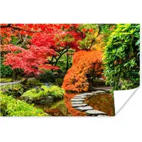 PosterMonkey Poster Bomen - Japans - Stenen - Pad - Natuur - 180x120 cm XXL
