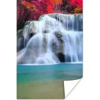 PosterMonkey Poster Waterval - Bomen - Rood - Landschap - Natuur - 120x180 cm XXL