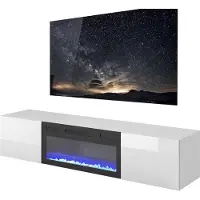 Home Style Zwevend Tv-meubel Livo 180 cm breed wit met sfeerhaard