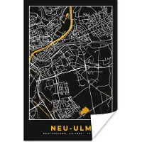 PosterMonkey Poster Goud – Duitsland – Plattegrond – Gold – Stadskaart – Kaart – Neu Ulm - 120x180 cm XXL