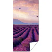 PosterMonkey Poster Lavendel - Luchtballon - Berg - Paars - 40x80 cm