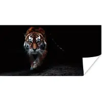 PosterMonkey Poster Dieren - Tijger - Zwart - Wild - Portret - 120x60 cm