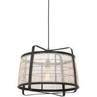 Anne Lighting - hanglamp - Capos - zwart - hout stof - Ø 48cm - E27 - 3511ZW