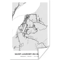 PosterMonkey Poster Kaart - Stadskaart - Saint-Laurent-du-Maroni - Plattegrond - Frankrijk - 60x90 cm