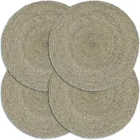 vidaXL Placemats 4 st rond 38 cm jute effen grijs