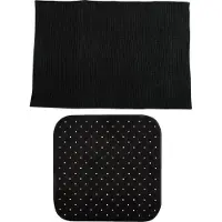 MSV Douche anti-slip mat en droogloop mat - Sevilla badkamer set - rubber/microvezel - zwart