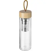 Migros Dubbelwandig bamboe theeglasfles theefles met filter 400ml - 25 x ø 6.5 cm