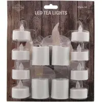 Svenska Living 1x set van 12 stuks LED theelichtjes/waxinelichtjes in diverse maten - LED kaarsen