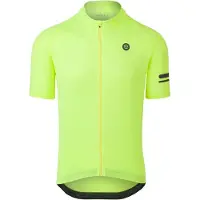Agu Core Fietsshirt Heren Korte Mouwen - Neongeel - Drie achterzakken - YKK-rits over de hele lengte - Sneldrogend interlock