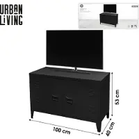 Urban Living "INDUSTRIEL BLACK" TV-meubel van metaal met 2 deuren 100x40xH53 cm